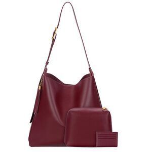 6986 Tote Bag Vegan Leather Travel Work 3 in 1 Hobo Bags Red Large Slouchy